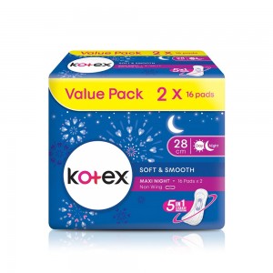 KOTEX S/Smooth Overnight 28cm 2'sX16S